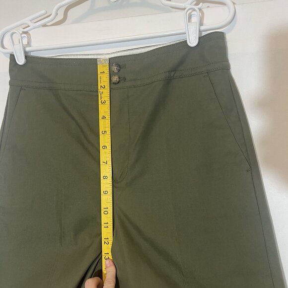 J. Crew Women Wide Leg Pants Size 8 High Rise Green Cotton Blend Zipper Pockets - Picture 6 of 10